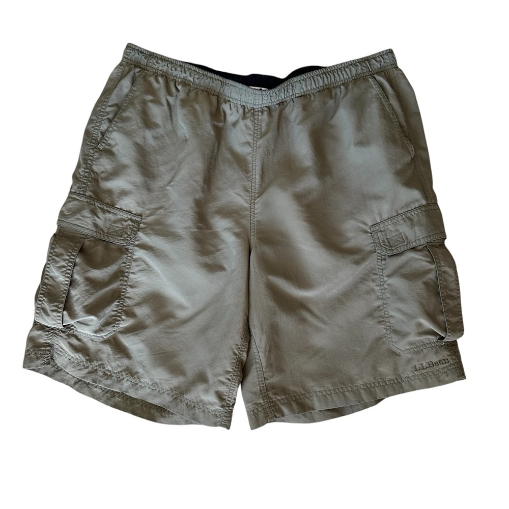 L.L. Bean Men’s Olive Green Cargo Pocket 9 Inch Swim Trunks Size Large